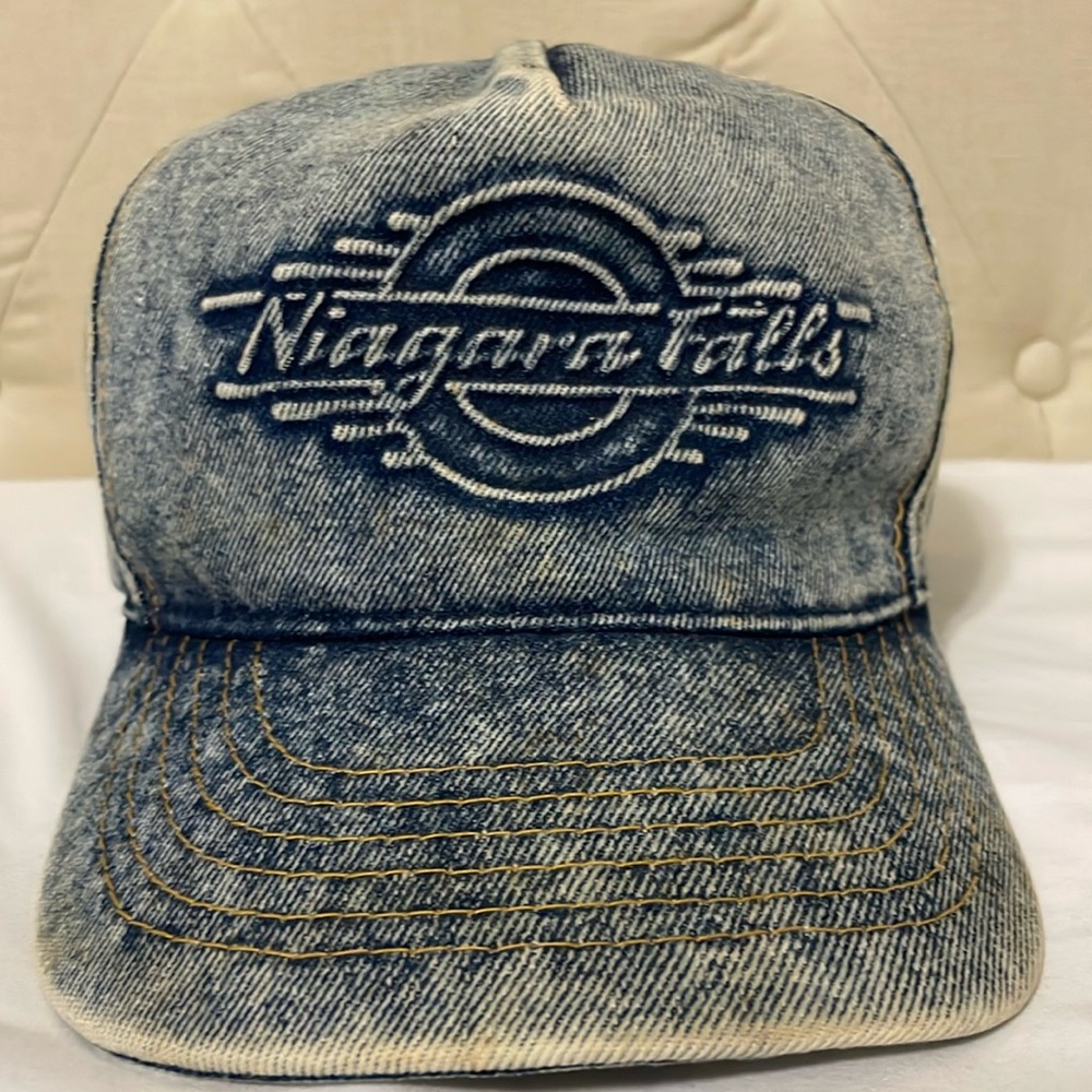 Retro Denim Acid Wash Niagara Falls SnapBack Trucker Hat Baseball Cap